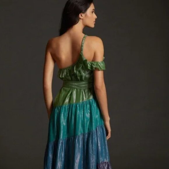 Maeve Dresses & Skirts - Anthropologie Maeve Ruffled One-Shoulder Midi Dress